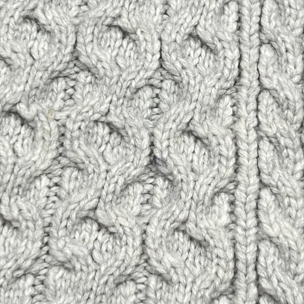 Fisherman Chunky Cable Knit Wool Alpaca Scarf in Light Grey Soft Unisex - NWOT